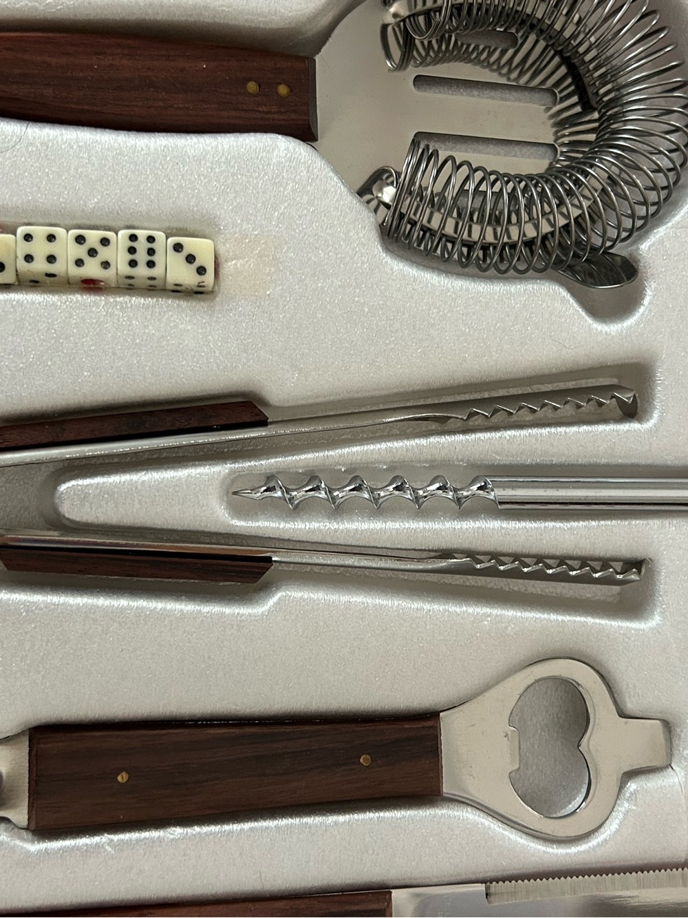 7-Piece Bar Set - vintage Stainless Steel with Teak Handles